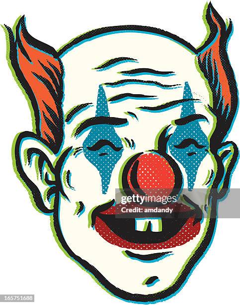 ilustraciones, imágenes clip art, dibujos animados e iconos de stock de retro circus payaso - scary clown makeup