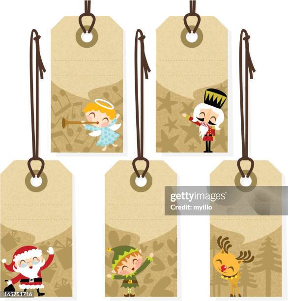 christmas labels - tree topper stock illustrations