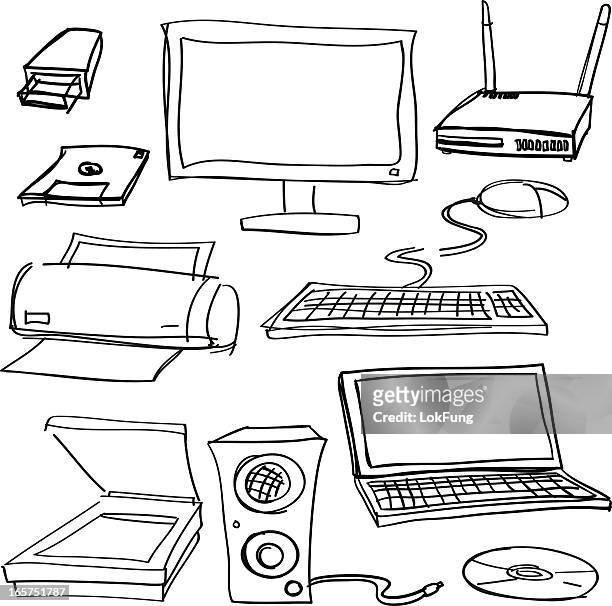 illustrazioni stock, clip art, cartoni animati e icone di tendenza di computer appliance collezione - router