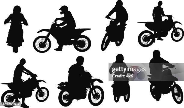 motocross motorcycle riders - man riding motorcycle clip art stock illustrations