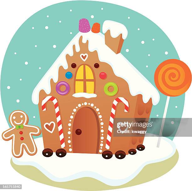 stockillustraties, clipart, cartoons en iconen met gingerbread house - speculaaskoek