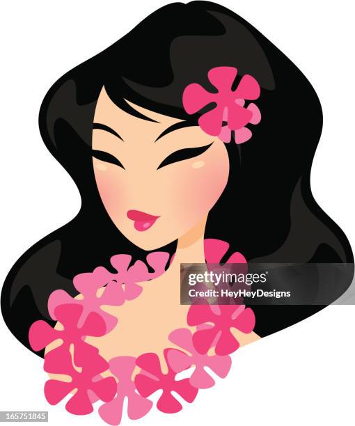 hula girl bust - pacific islander stock illustrations