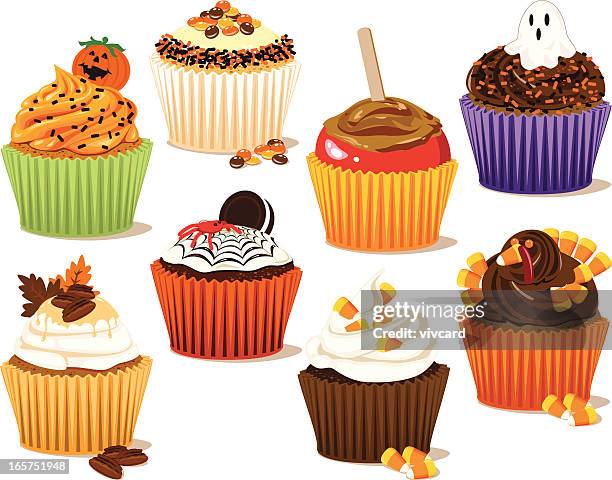 fall cupcakes - caramel stock illustrations