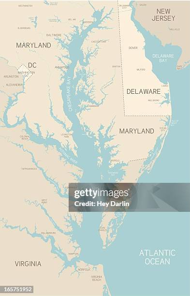 bildbanksillustrationer, clip art samt tecknat material och ikoner med chesapeake bay map - delaware