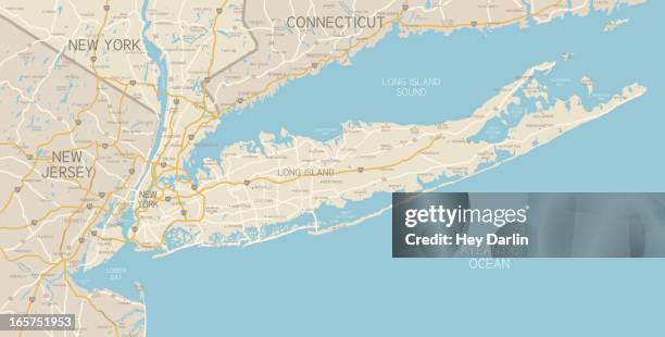 nyc region und karte von long island - island karte stock-grafiken, -clipart, -cartoons und -symbole
