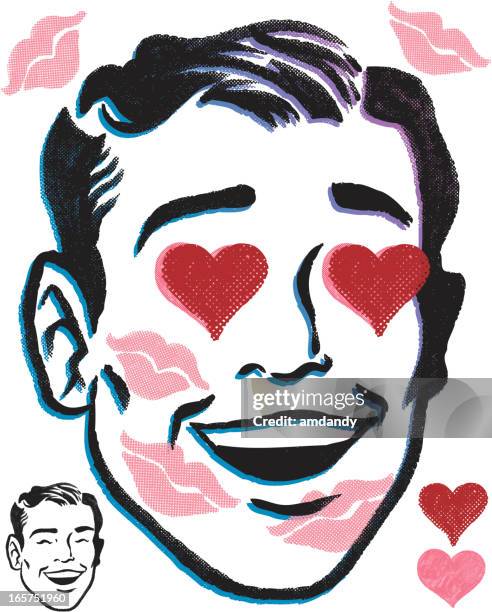 retro love sick - lipstick kiss stock illustrations