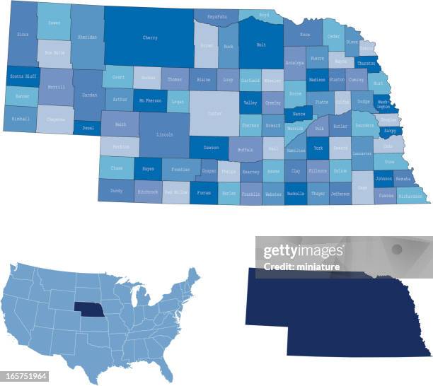 ネブラスカ州郡&マップ - ネブラスカ州点のイラスト素材／クリップアート素材／マンガ素材／アイコン素材