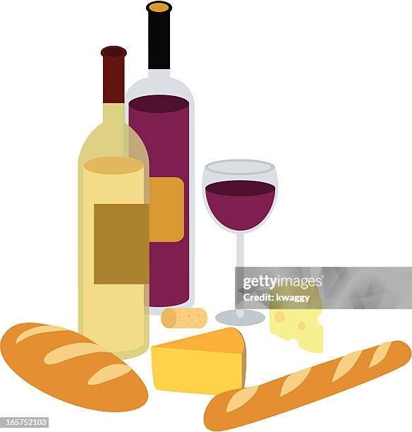 wine & cheese - swiss cheese stock illustrations