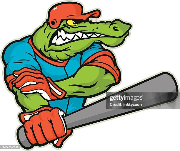 gator mascot baseball player - baseball player stock illustrations