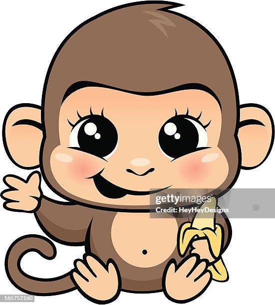 cute little monkey - monkey tail stock illustrations