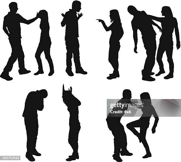 intense couple arguing - domestic violence men stock illustrations