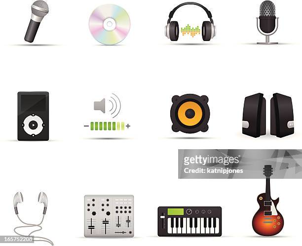 stockillustraties, clipart, cartoons en iconen met icon set - audio devices - computer speaker
