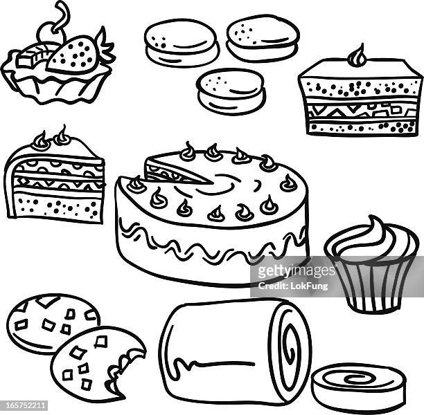ケーキのコレクションのブラックとホワイト - tart点のイラスト素材／クリップアート素材／マンガ素材／アイコン素材