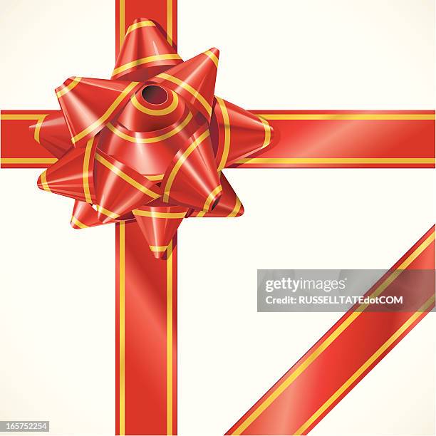 gold edged gift ribbon - empty gift box overhead stock illustrations