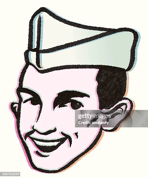 the soda jerk - cheesy grin stock illustrations