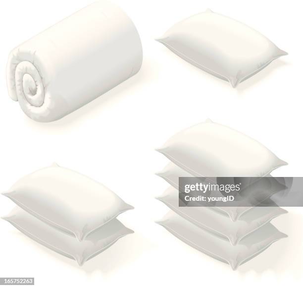 isometric bedding - stack of pillows stock illustrations