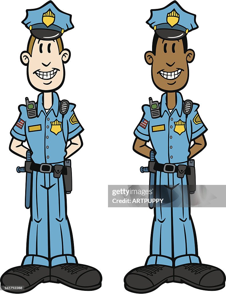 Cartoon Cop Basic African American Police Officer Cartoon