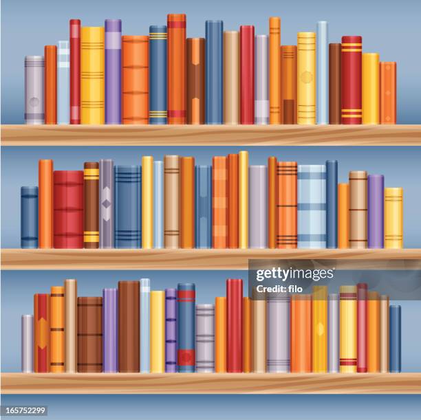 bücherregal mit bücher - bücherregal stock-grafiken, -clipart, -cartoons und -symbole