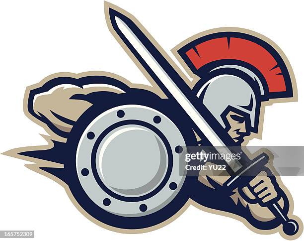 krieger-maskottchen - traditional helmet stock-grafiken, -clipart, -cartoons und -symbole