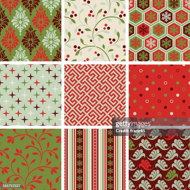 ilustraciones, imágenes clip art, dibujos animados e iconos de stock de patrón sin costuras de navidad - parte de una serie