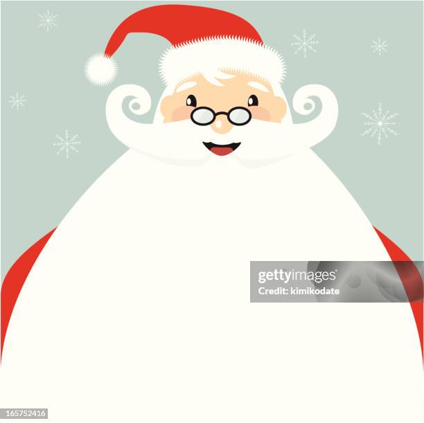 jolly santa clause cartoon with giant beard - santa beard stock illustrations