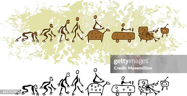 prehistoric cave painting vision future evolution of man - cave painting vector stock illustrations