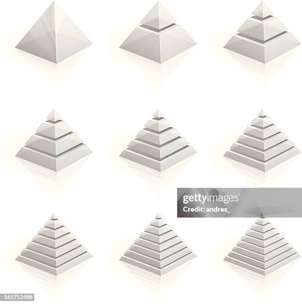 transparenz lagen pyramiden in zwei reihen zu neun - pyramide stock-grafiken, -clipart, -cartoons und -symbole