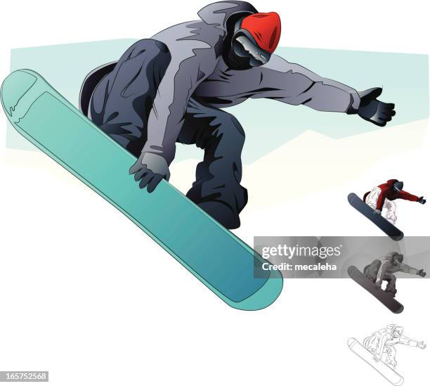 stockillustraties, clipart, cartoons en iconen met an illustration of a snow boarder - snowboarden