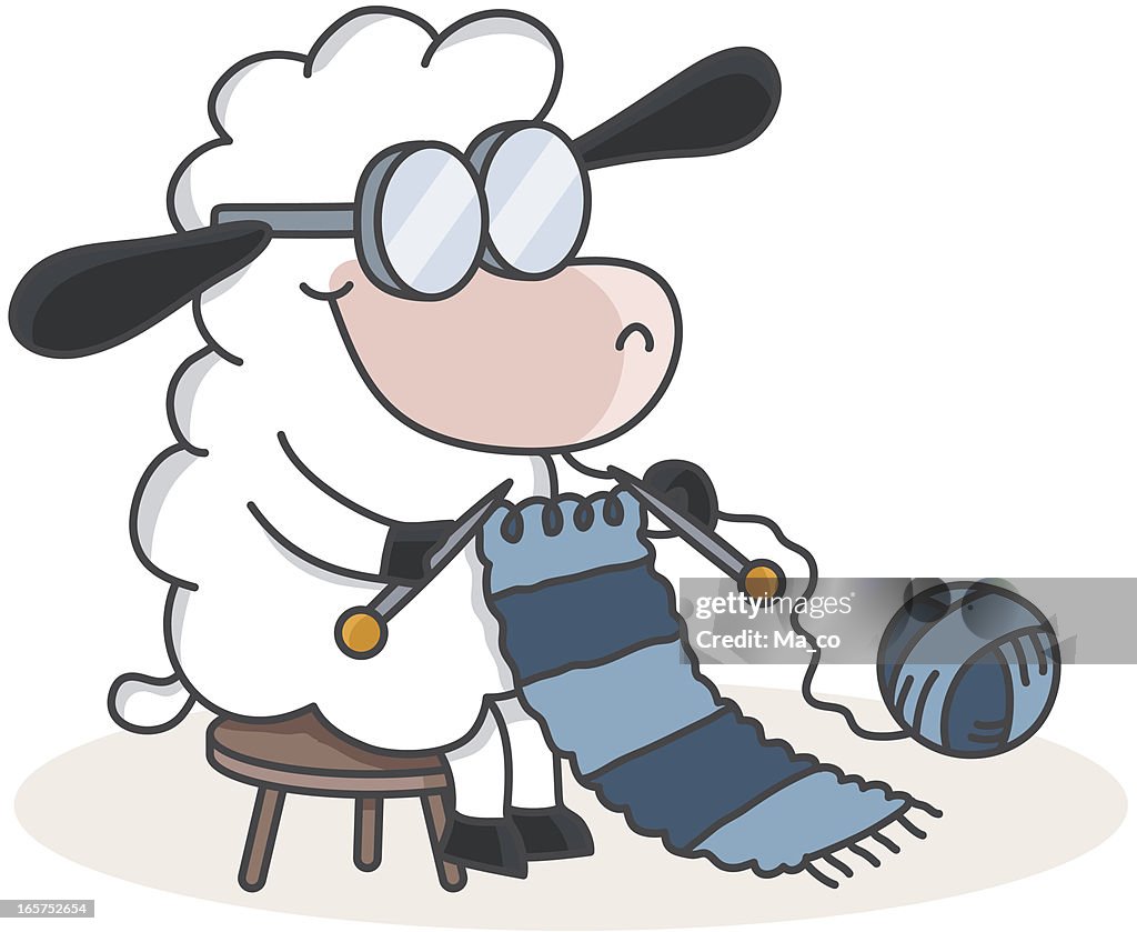 Cartoon Sheep Knitting A Scarf High-Res Vector Graphic - Getty Images