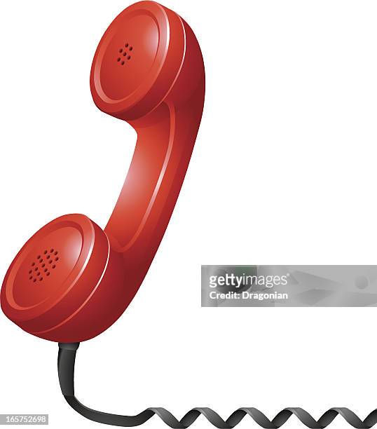 rote telefon-empfänger - telefonhörer freisteller stock-grafiken, -clipart, -cartoons und -symbole
