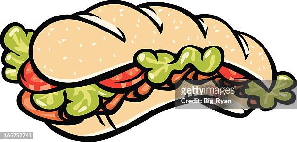 ilustrações de stock, clip art, desenhos animados e ícones de sanduíche, sub - submarine sandwich