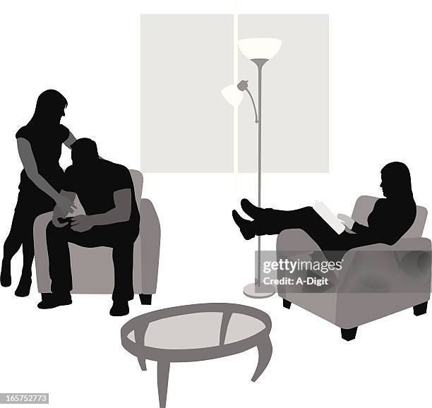 living spaces vector silhouette - coffee table stock illustrations