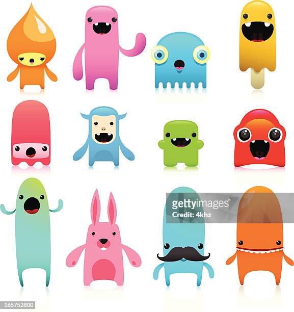funny and cute vector character set - cute stock illustrations