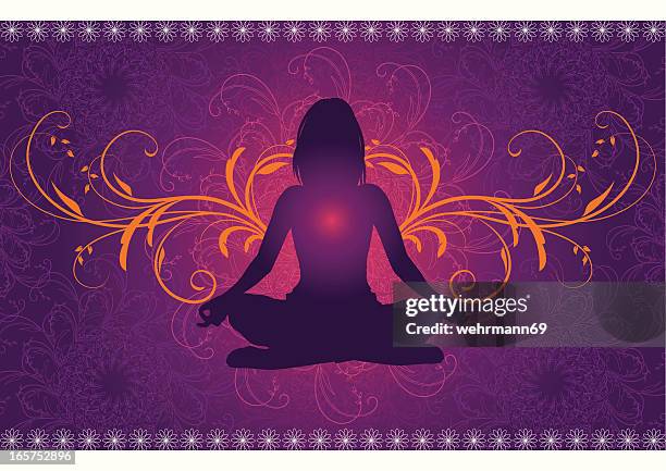 yoga in front of a mandala pattern - guru stock illustrations