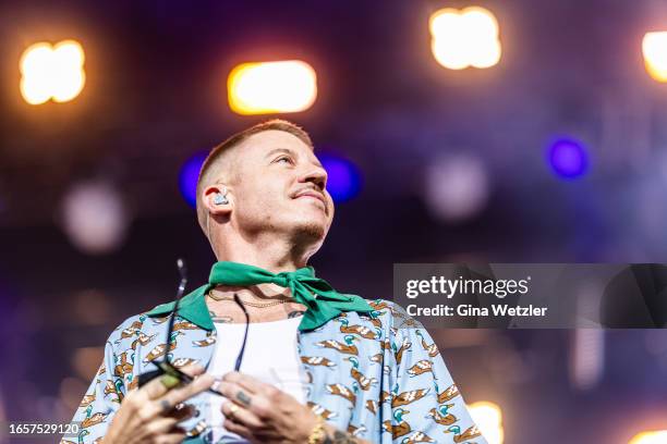 Macklemore performs live on stage during a concert at day 2 of Lollapalooza Berlin 2023 at Olympiapark on September 10, 2023 in Berlin, Germany.