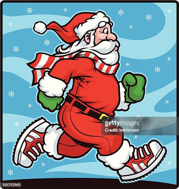 santa clause run - running stock illustrations