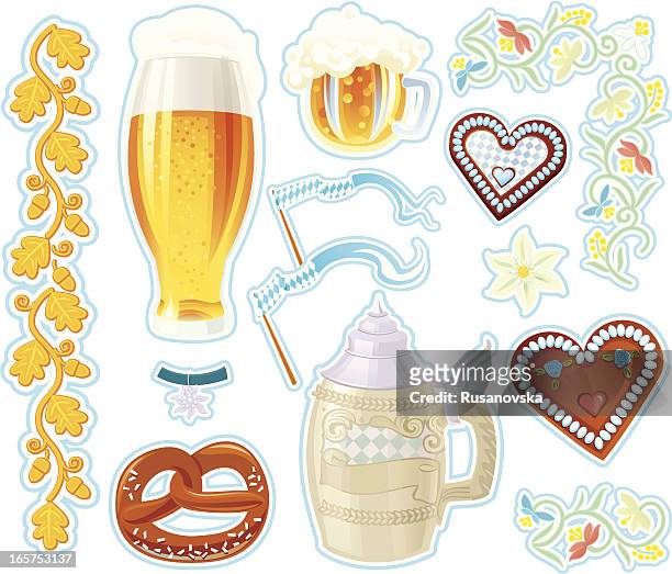 design elements for beer fest - stein stock illustrations