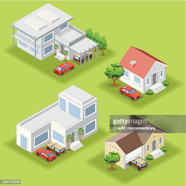 isometric houses - house stock illustrations