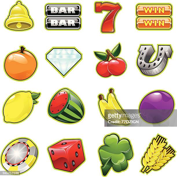 ilustrações de stock, clip art, desenhos animados e ícones de máquina de casino elementos - fruit machine