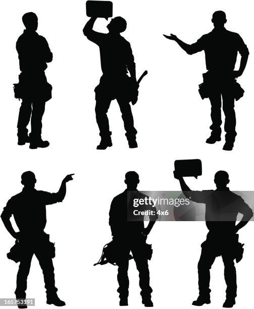 handy man silhouettes - electrician stock illustrations