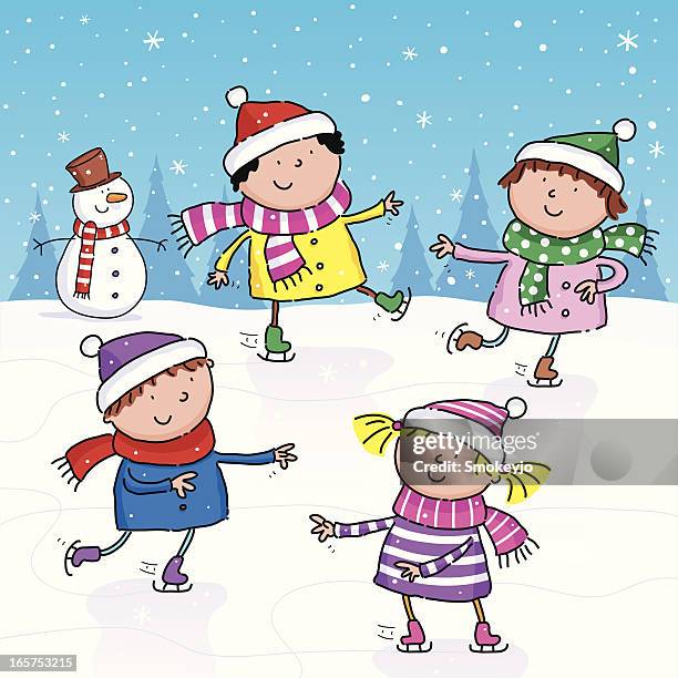 kinder eislaufen - figure skating stock-grafiken, -clipart, -cartoons und -symbole