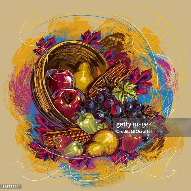 beautiful thanksgiving background - basket texture stock illustrations