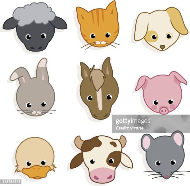 cute domestic animal icons - duckling stock illustrations