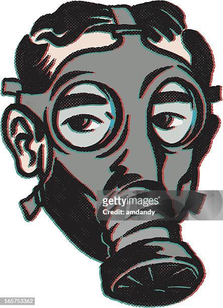 illustrations, cliparts, dessins animés et icônes de rétro masque à gaz homme - année 50
