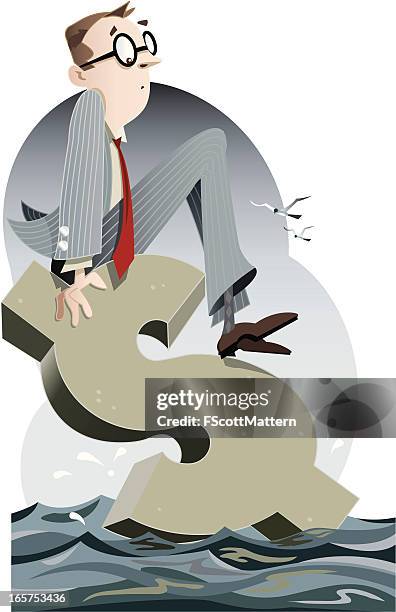financially afloat - stranded stock illustrations
