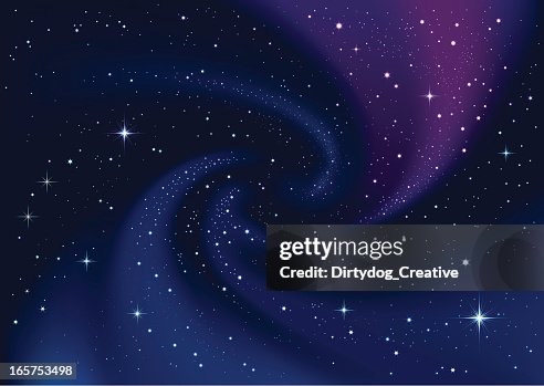 Swirling galaxy and stars in dark blue sky Swirling galaxy and stars in dark blue sky