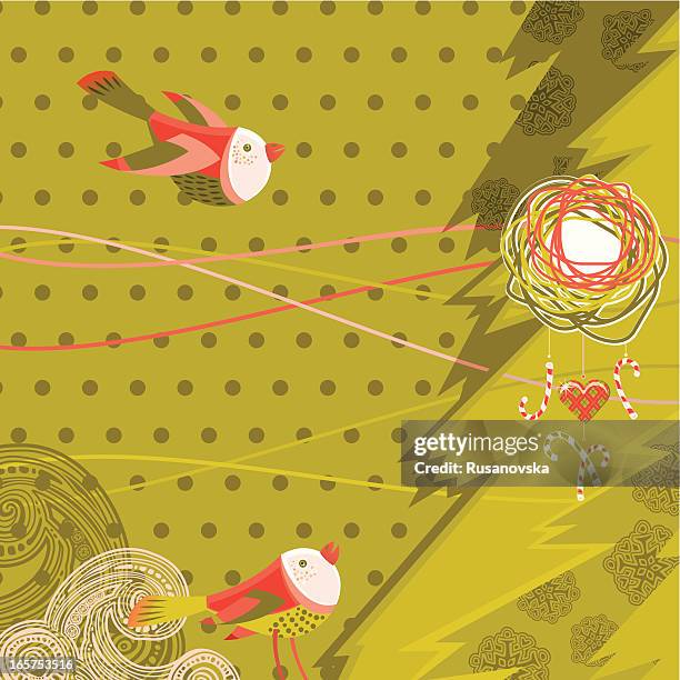 christmas time birds - mint background stock illustrations
