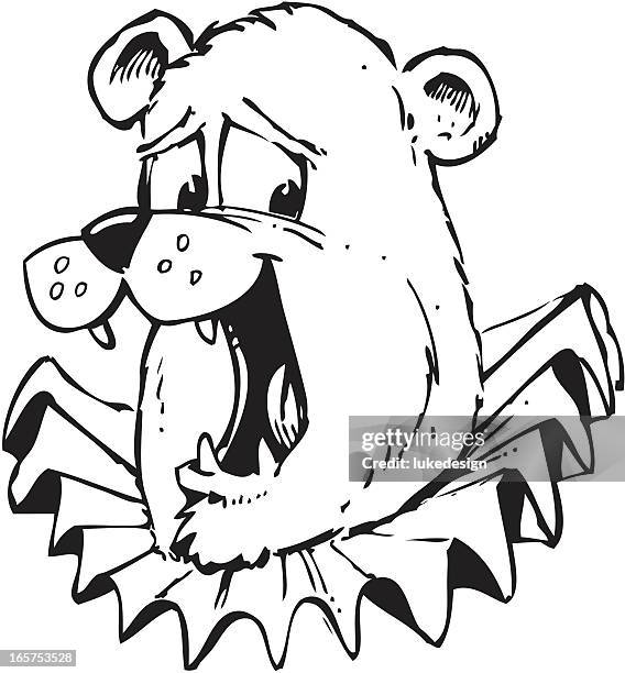 stockillustraties, clipart, cartoons en iconen met carnival bear head with ruffle - plooikraag