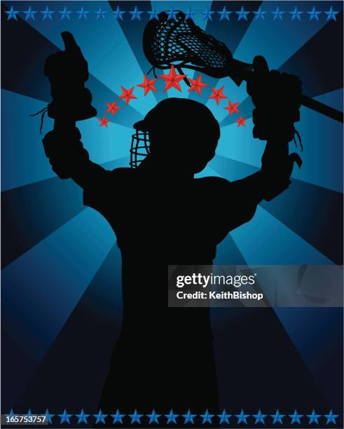 lacrosse player cheering number one - face shield stock illustrations