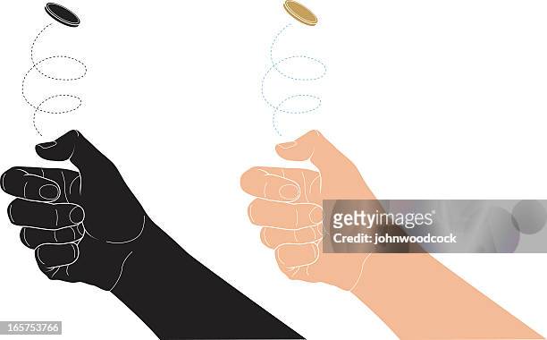 tossing a coin - flipping a coin stock illustrations